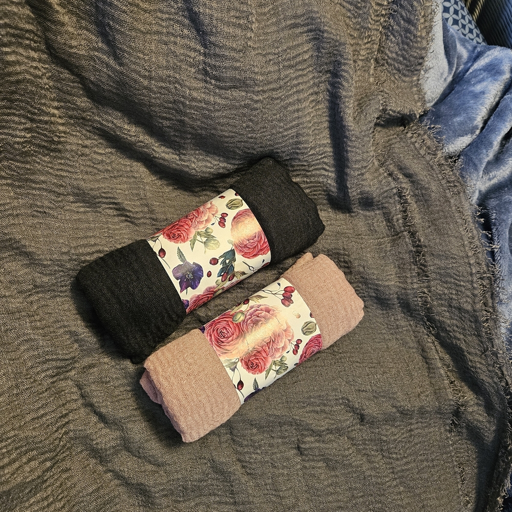 Soft Knit Scarves - Black and Dusty Rose